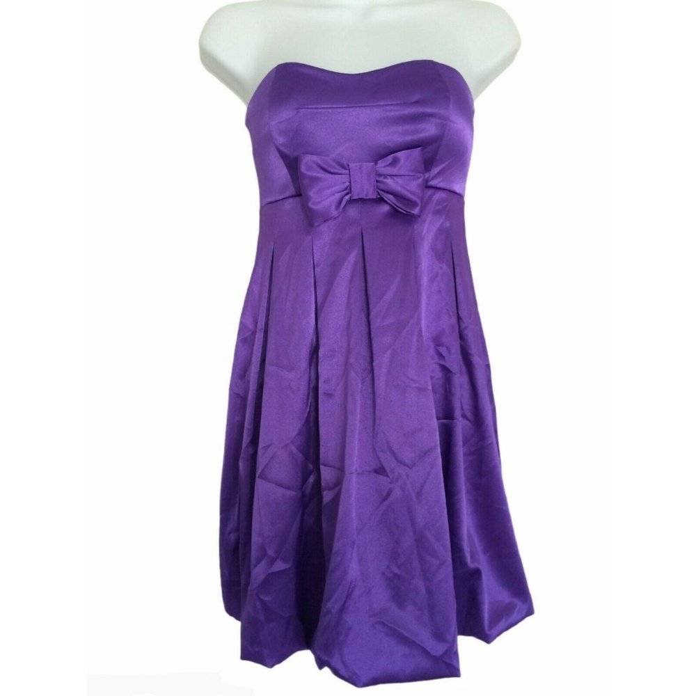Ruby Rox Purple Strapless Bubble Hem Stretch Dress Size S
